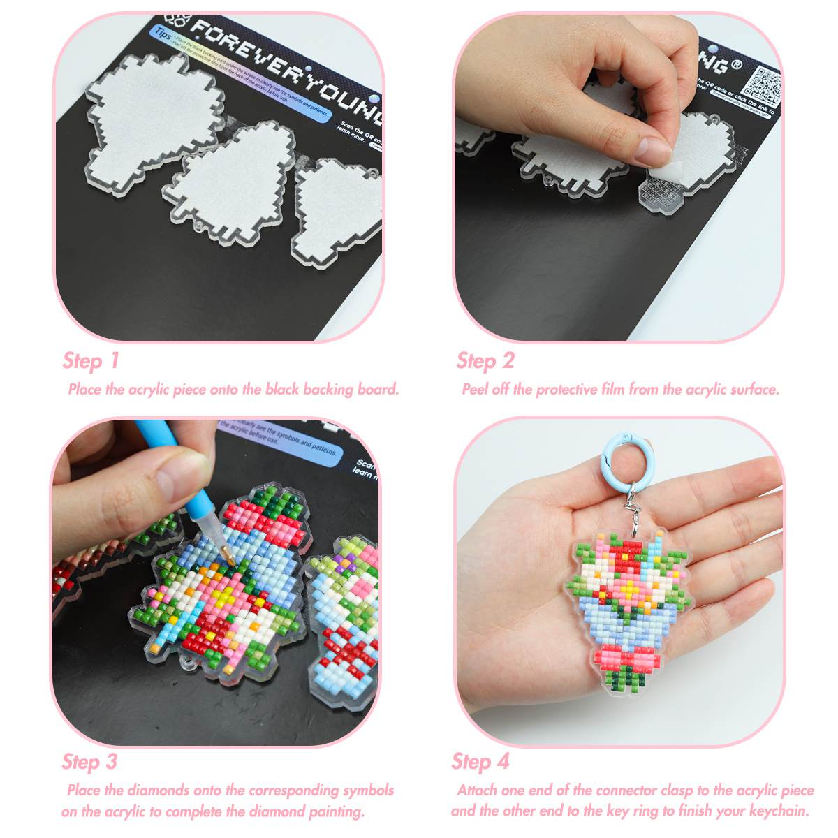 Bouquet Acrylic Diamond Painting Keychain