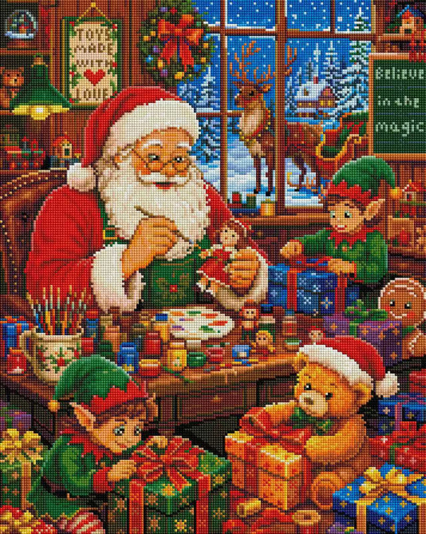 Santa Claus Christmas Workshop Diamond Painting Kit – Festive Holiday Diamond Art