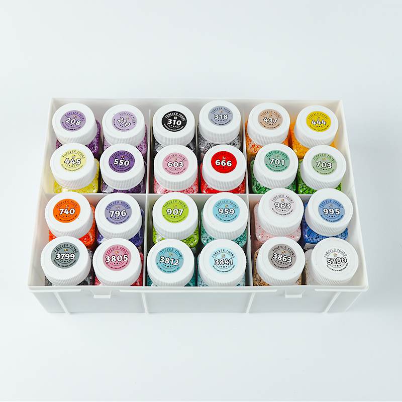 24 Colors 1.5oz (42g) Square Sugar Dust Beads for Diamond Painting