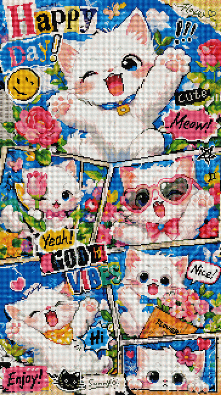 Happy Day Cute Cats Diamond Painting – Fun & Colorful DIY Kit for Cat Lovers