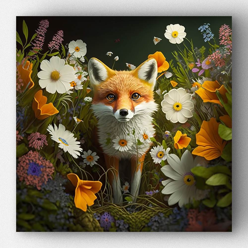 Renard dans les fleurs 