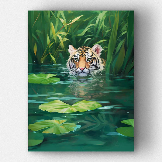 Tiger in the water-Crystal Diamond Painting