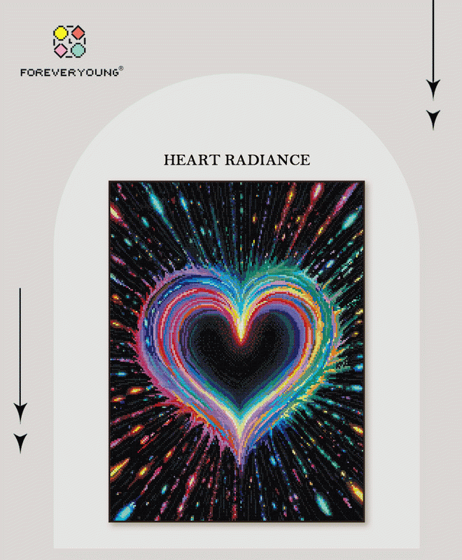 Radiant Rainbow Heart – Abstract Diamond Painting Kit