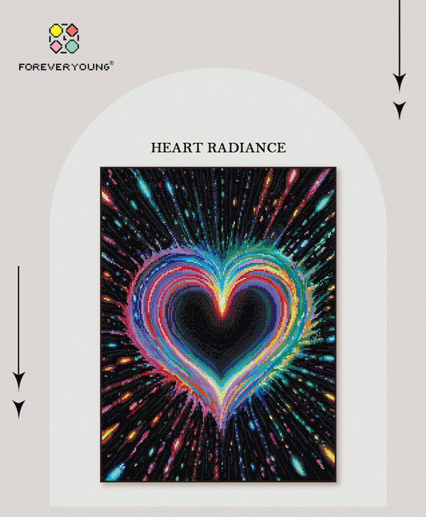 Radiant Rainbow Heart – Abstract Diamond Painting Kit