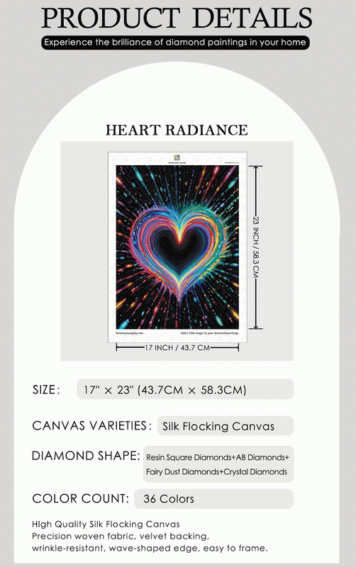 Radiant Rainbow Heart – Abstract Diamond Painting Kit