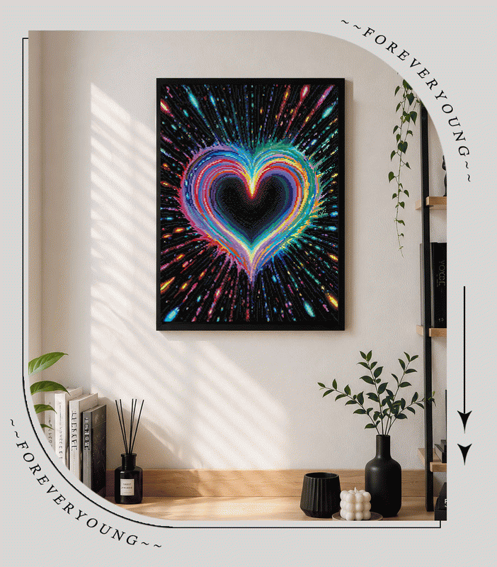 Radiant Rainbow Heart – Abstract Diamond Painting Kit