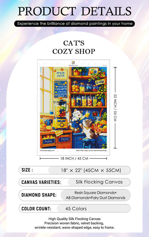 Cute Cat Juice Shop Diamond Painting