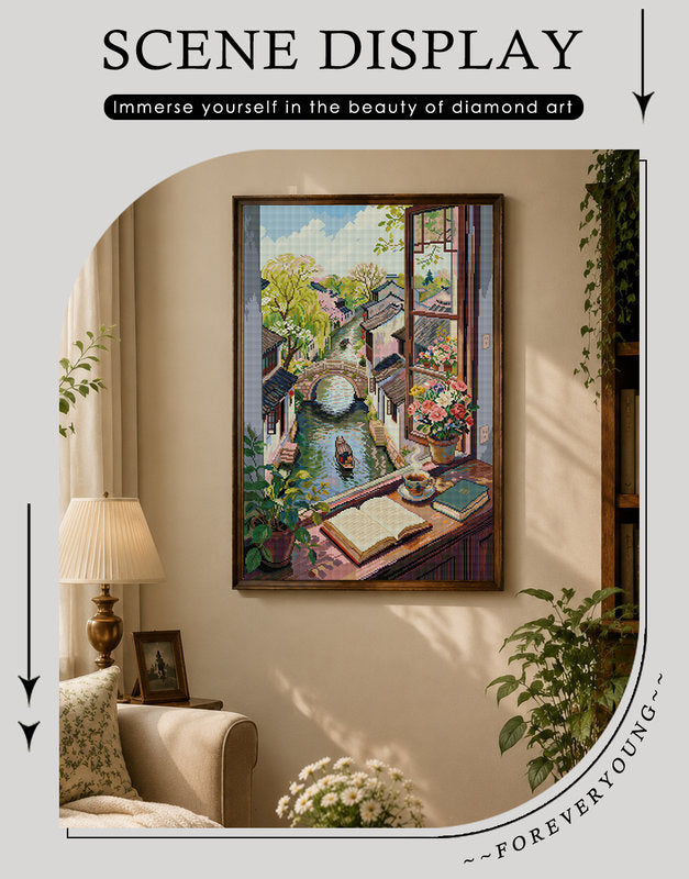 Tranquil Water Town View Diamond Painting Kit
