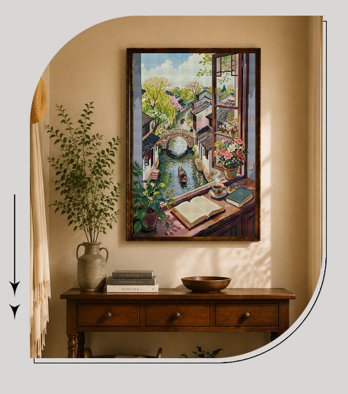 Tranquil Water Town View Diamond Painting Kit