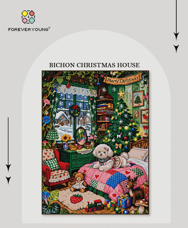 Cozy Christmas Puppy Diamond Painting Kit