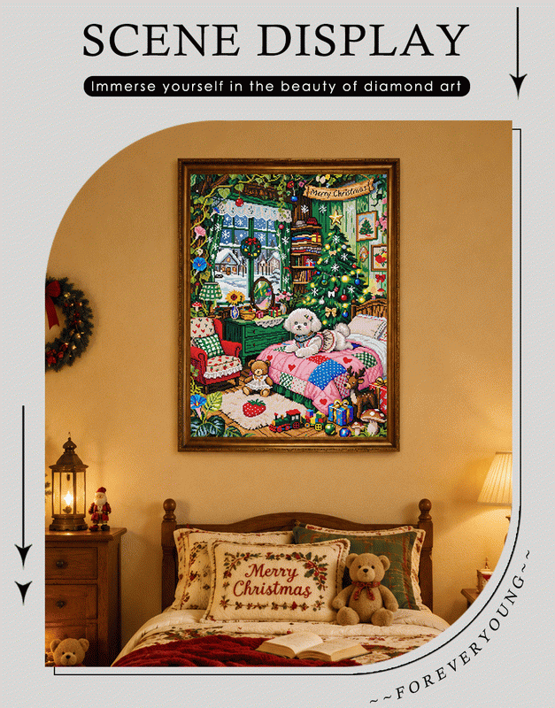 Cozy Christmas Puppy Diamond Painting Kit