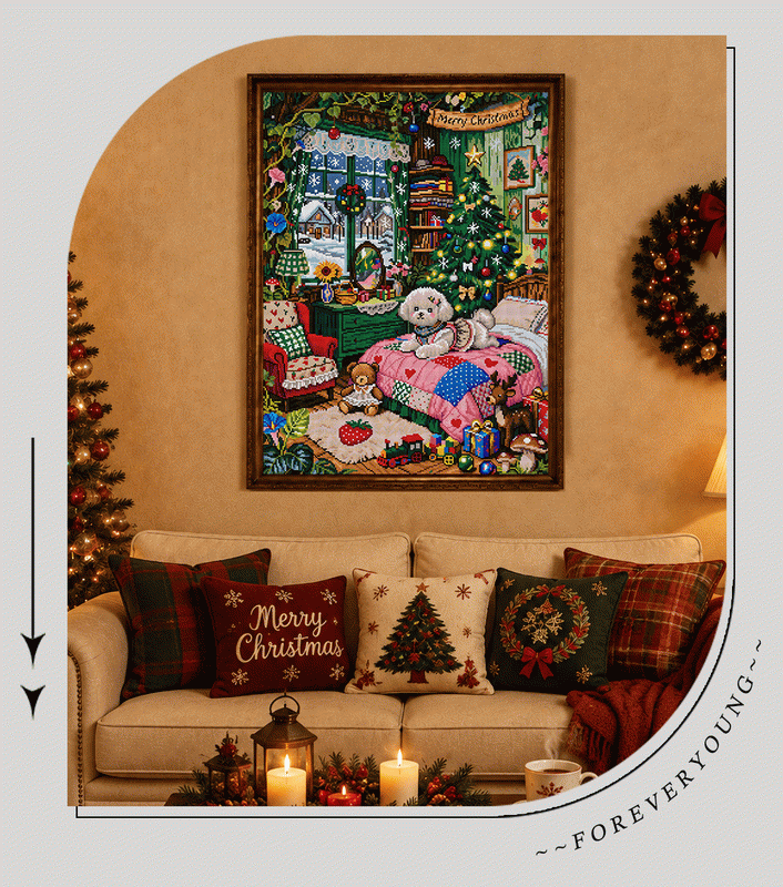 Cozy Christmas Puppy Diamond Painting Kit