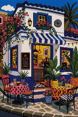 Mediterranean Garden Café Diamond Painting Kit