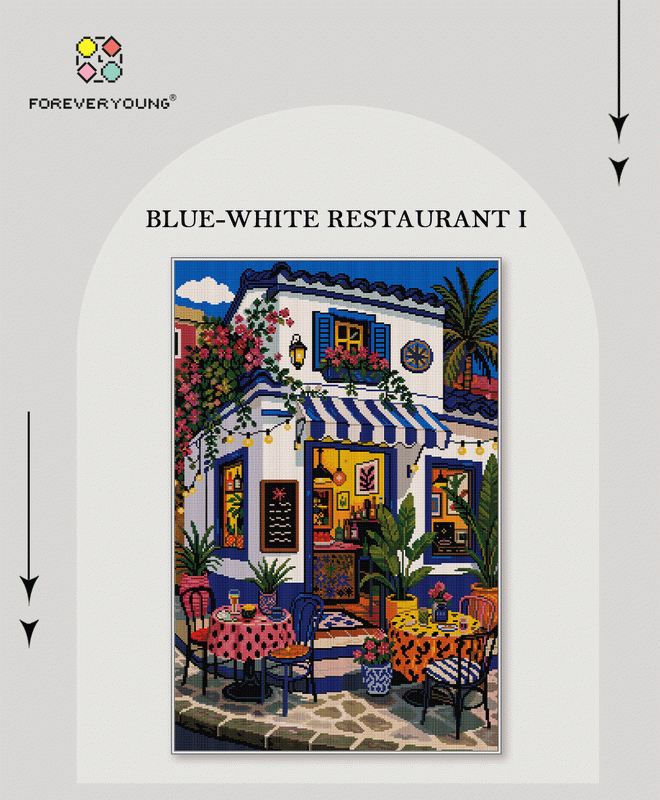 Mediterranean Garden Café Diamond Painting Kit