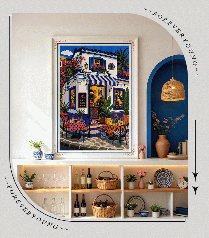 Mediterranean Garden Café Diamond Painting Kit