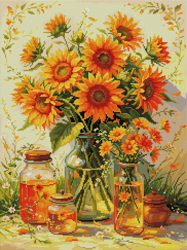 Golden Sunflower Bouquet Diamond Art Kit