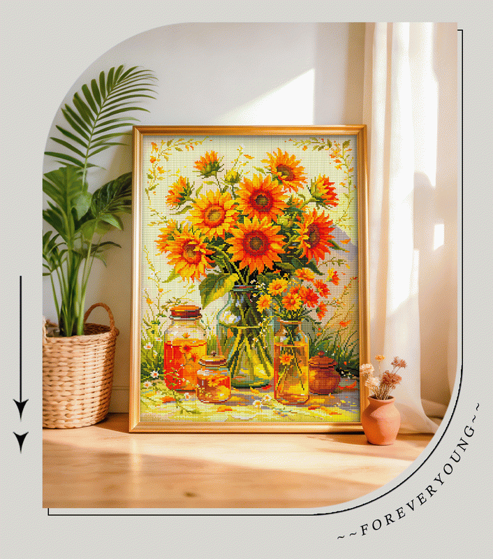 Golden Sunflower Bouquet Diamond Art Kit