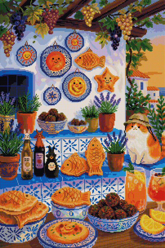 Mediterranean Cat Garden Diamond Painting Kit