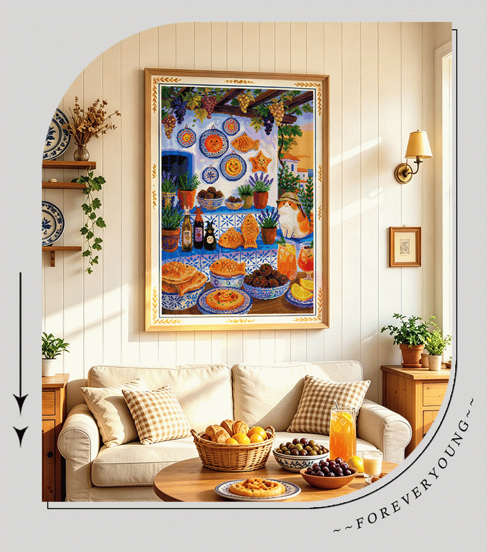 Mediterranean Cat Garden Diamond Painting Kit