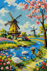 Windmill Garden Retreat Diamond Art Kit