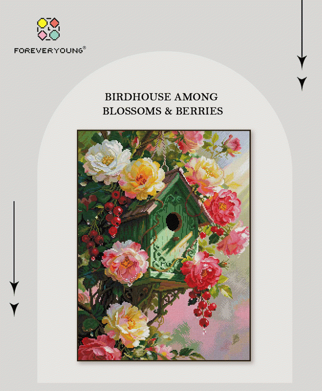 Flower Garden Birdhouse Full Drill Diamond Painting Kit | Nature Inspired DIY Diamond Canvas
