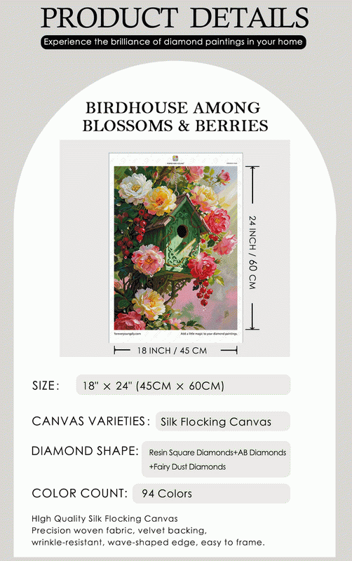 Flower Garden Birdhouse Full Drill Diamond Painting Kit | Nature Inspired DIY Diamond Canvas
