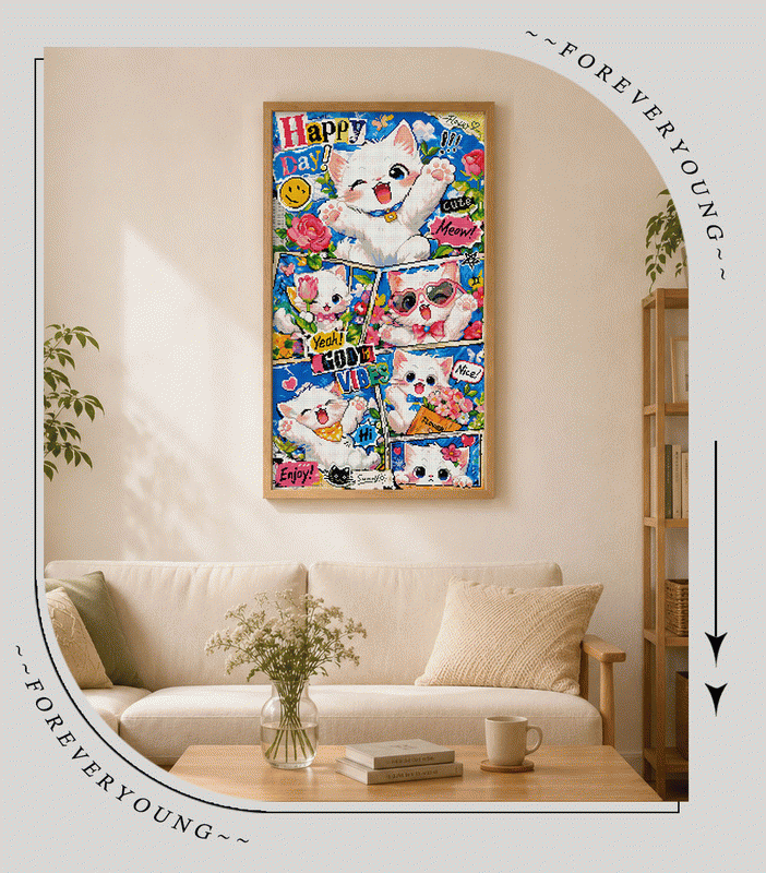 Happy Day Cute Cats Diamond Painting – Fun & Colorful DIY Kit for Cat Lovers