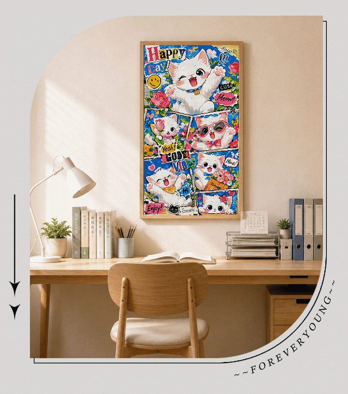 Happy Day Cute Cats Diamond Painting – Fun & Colorful DIY Kit for Cat Lovers