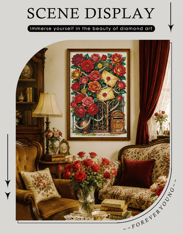 Rose Bouquet & Letters 5D Diamond Painting Kit