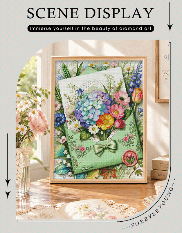 Envelope Flower Bouquet 5D Diamond Painting Kit