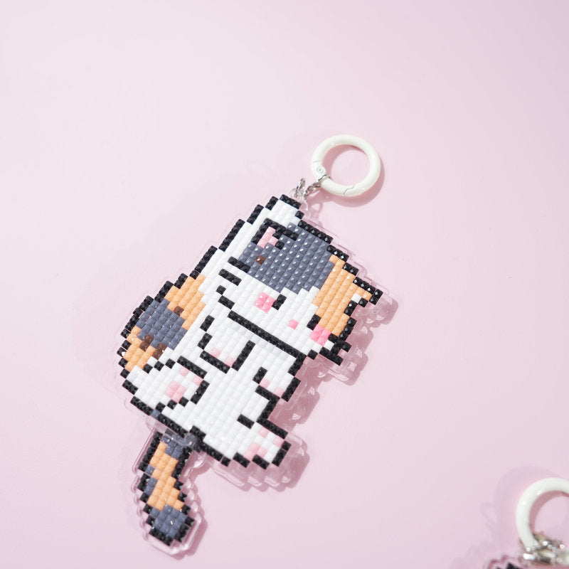 Lumigem Cat Diamond Art Keychain Kits, DIY Craft, Wiggle-Tail Kitties
