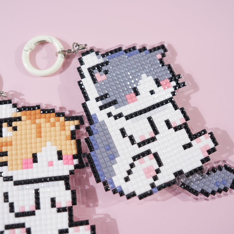 Lumigem Cat Diamond Art Keychain Kits, DIY Craft, Wiggle-Tail Kitties