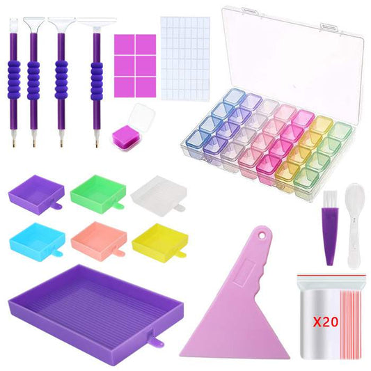 Square Colorful 28-Grid Tool Set
