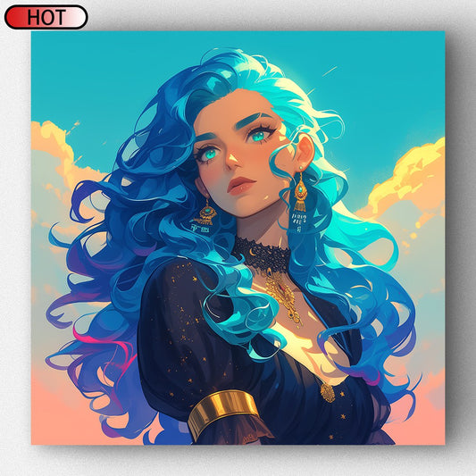 Blue-Haired Beauty