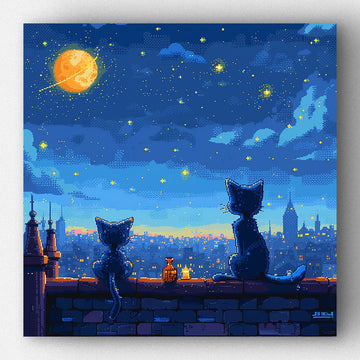 Cats Under the Starry Night