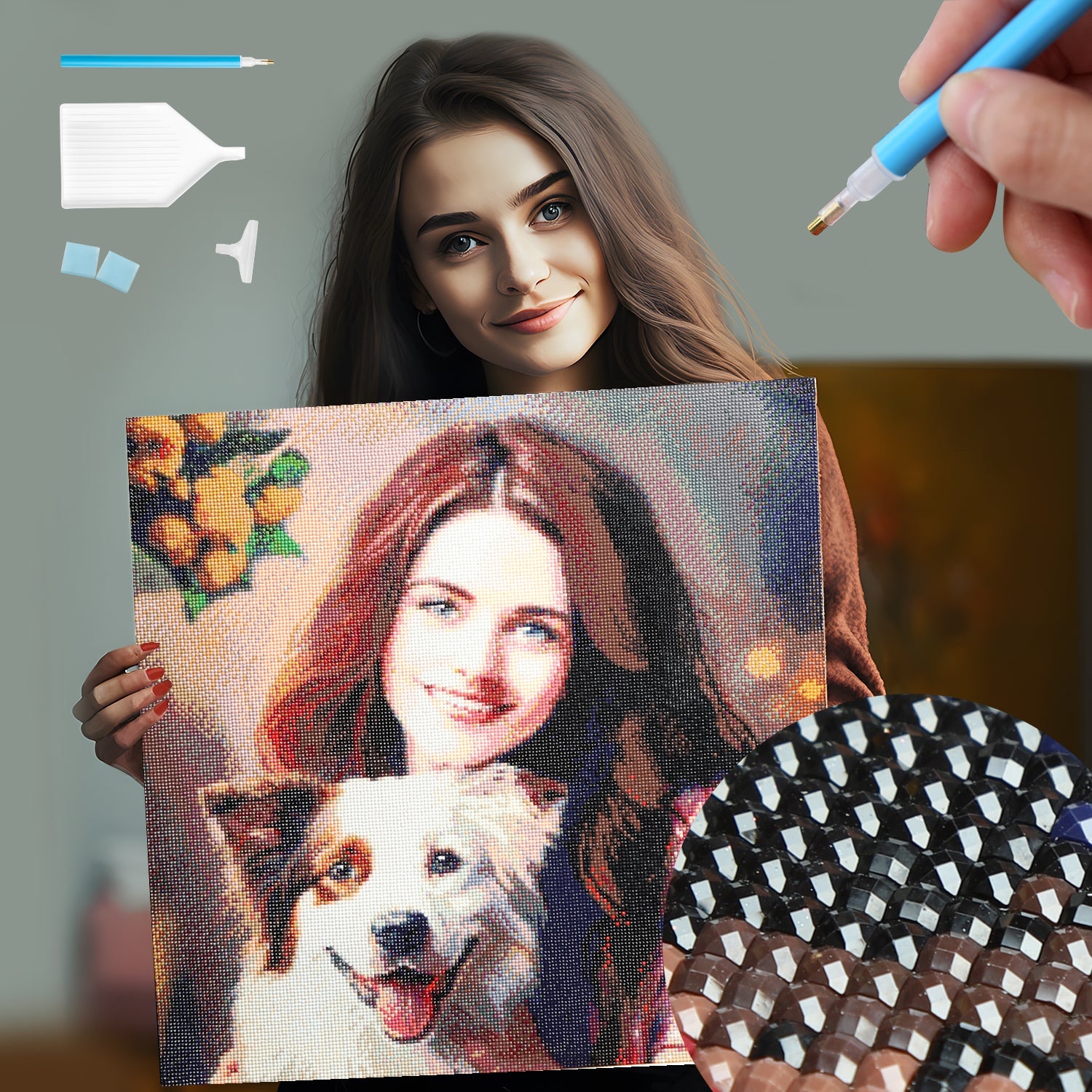  Custom Diamond Painting Kits Full Drill for Adults,  Personalized Photo Customized Diamond Painting, Private Custom Your Own  Picture (Round Drill, 11.7x11.7inch/30x30cm)
