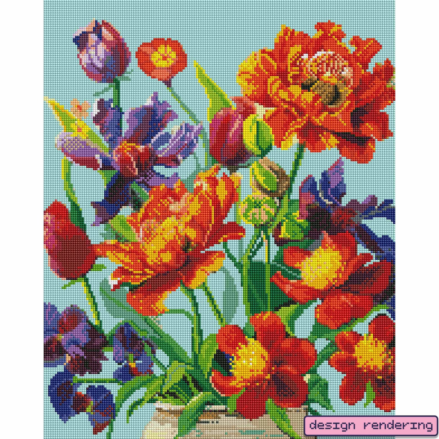 Colorful Flowers-Crystal Diamond Painting