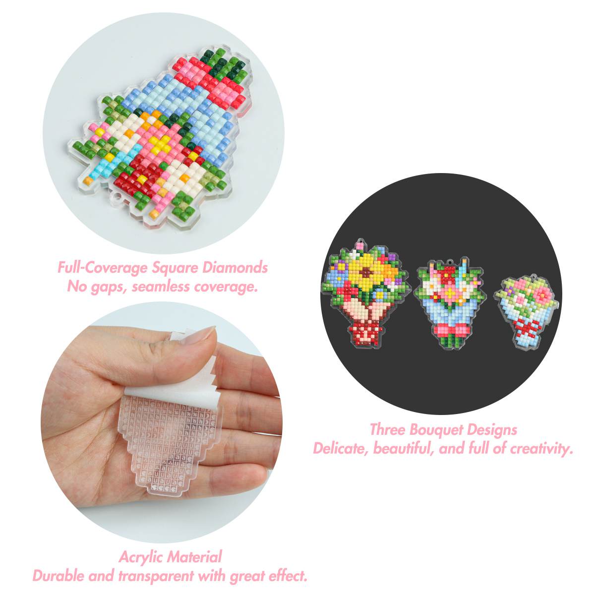Bouquet Acrylic Diamond Painting Keychain - Forever Young®️ DIY - 