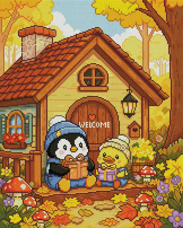 Penguin Autumn Gift Diamond Painting