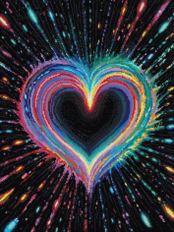 Radiant Rainbow Heart – Abstract Diamond Painting Kit