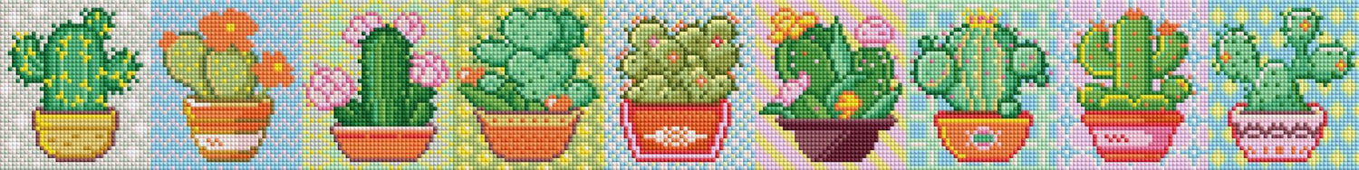 Cactus Diamond Painting Kit Series - Set of 9 | 4″ × 4″ (9 × 10 cm) | Resin Square & AB Diamonds - Forever Young®️ DIY - 