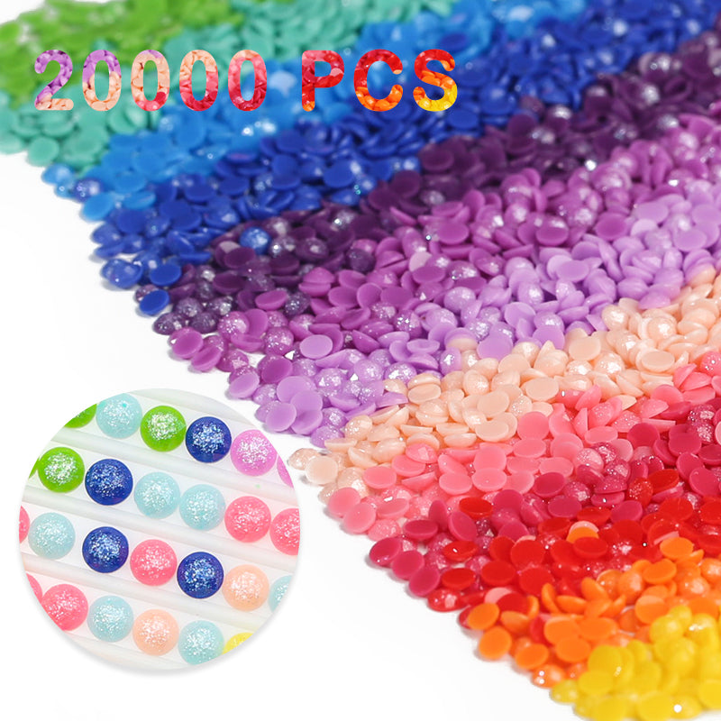 Perles rondes à paillettes, 20 couleurs, pour peinture diamant 