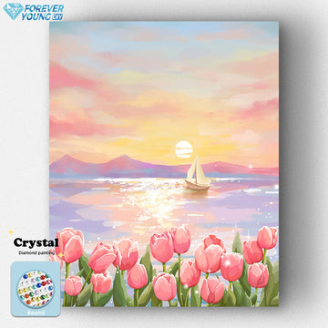Pink Tulips-Crystal Diamond Painting