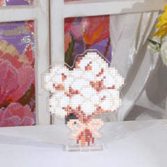 Cotton Flower Bouquet Acrylic Diamond Art Display Stand - Forever Young®️ DIY - 