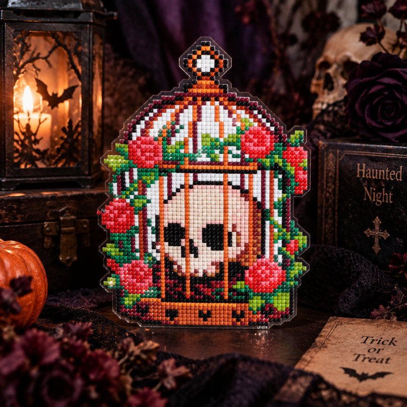 Lumigem Gothic Halloween Skull Rose Birdcage Diamond Art
