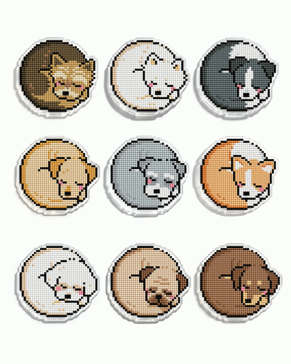 Cute Dog Diamond Painting Coaster Set | 9-Piece DIY Acrylic Drink Coasters