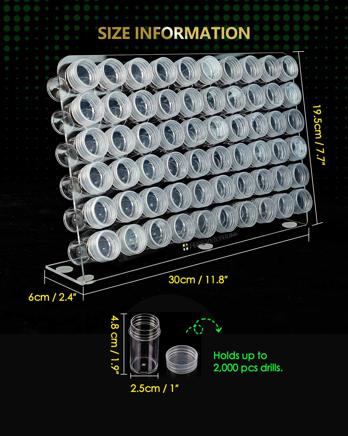 Foreveryoung Diamond Painting Bottle Storage Rack with 60 Jars - Forever Young®️ DIY - 