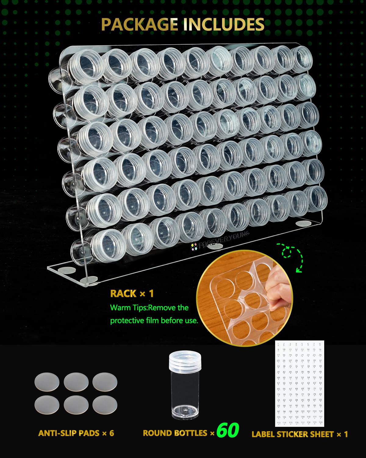 Foreveryoung Diamond Painting Bottle Storage Rack with 60 Jars - Forever Young®️ DIY - 