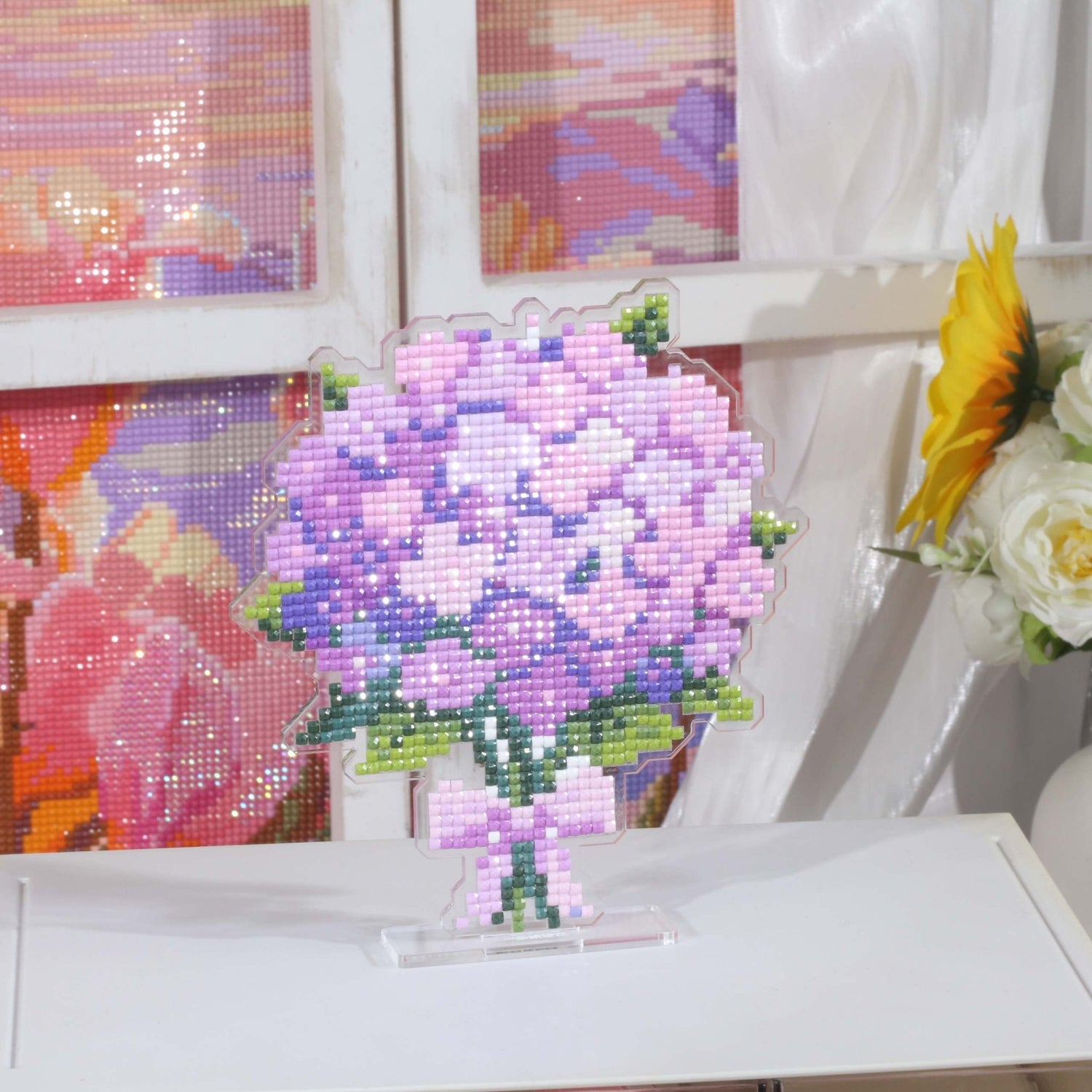 Hydrangea Bouquet Acrylic Diamond Art Display Stand - Forever Young®️ DIY - 