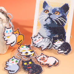 LumiGem Cute Cat DIY Acrylic Diamond Painting Keychain - Forever Young®️ DIY - 